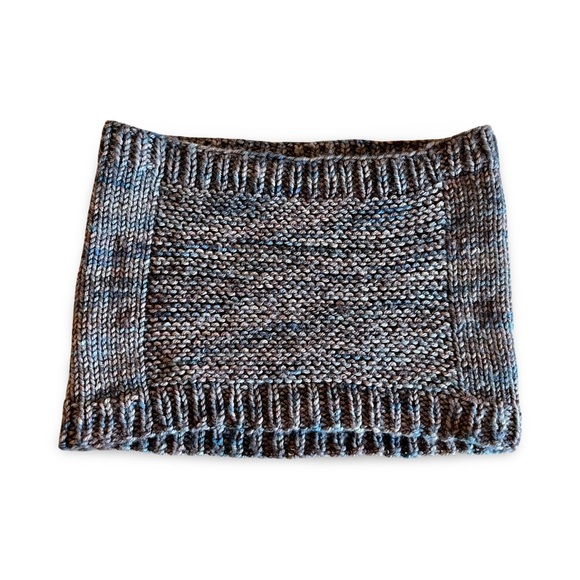 Hand Knit Set of Slouchy Beanie & Neck Warmer Cowl Scarf  Variegated Merino Yarn